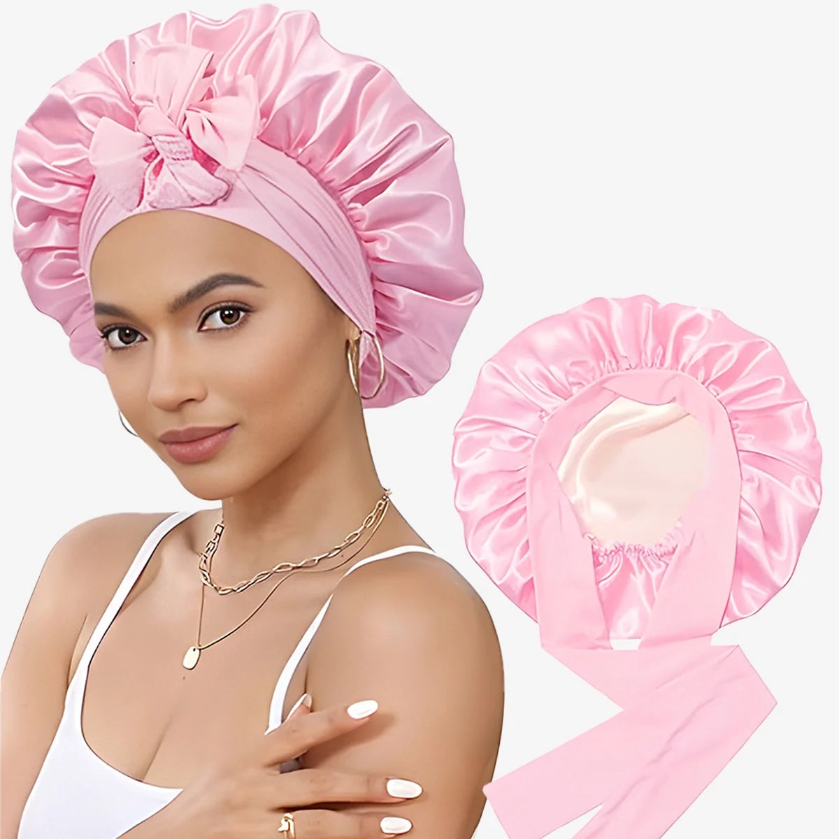 Bonnet pour cheveux en satin de soie à double couche